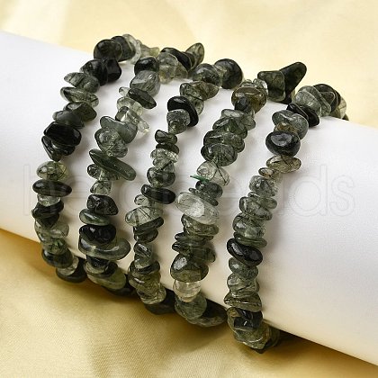 Natural Rutilated Quartz Beads Stretch Bracelets for Men Women BJEW-C105-01A-1