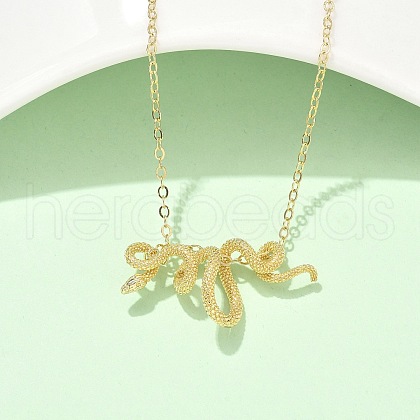 Brass Snake Wrapped Pendant Necklaces for Women NJEW-U041-01G-1