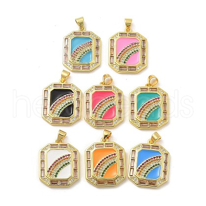 Brass Enamel Pendants KK-U044-13G-1
