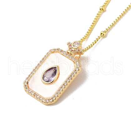 Brass Micro Pave Clear Cubic Zirconia Pendants Necklaces NJEW-K269-02B-G-1