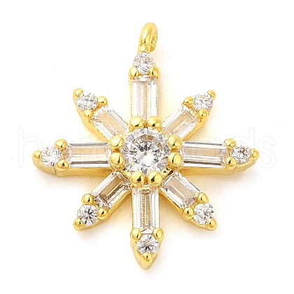 Flower Rack Plating Brass Micro Pave Cubic Zirconia Pendants KK-S396-13A-1