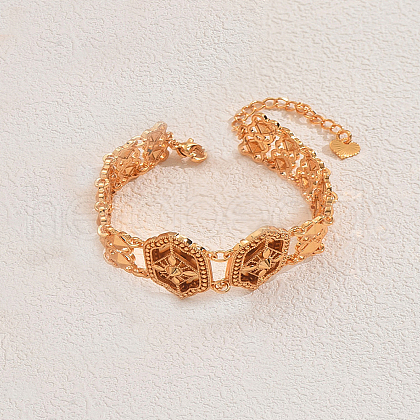 Vintage Roman Style Brass Hexagon Link Bracelets JD6036-1-1