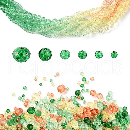 6 Styles Gradient Color Transparent Painted Glass Beads Strands DGLA-YW0001-28D-1