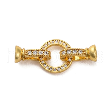 Brass Micro Pave Clear Cubic Zirconia Fold Over Clasps KK-A230-16G-1