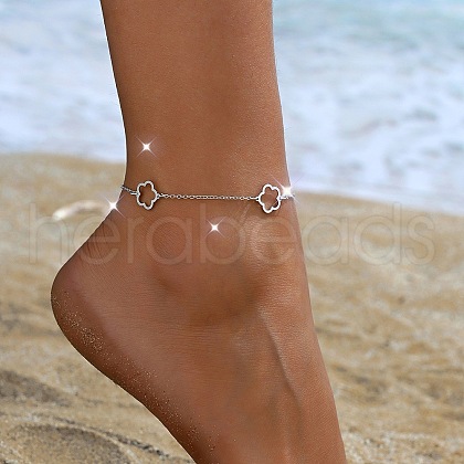 Hollow Flower Alloy Link Anklets WG98812-02-1