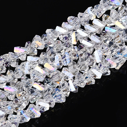 Electroplate Transparent Glass Beads Strands GLAA-N021-4mm-11-1