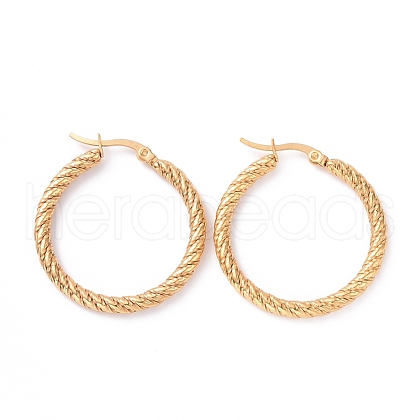 Vacuum Plating 304 Stainless Steel Twist Rope Hoop Earrings for Women EJEW-G298-05G-1