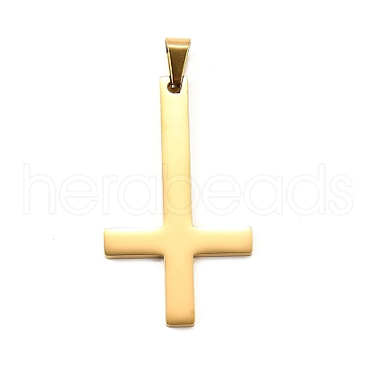 Inverted Cross 304 Stainless Steel Big Pendants STAS-R171-03G-1
