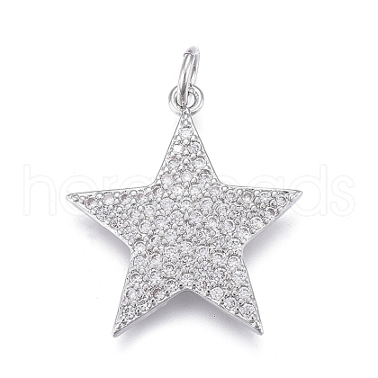 Brass Micro Pave Clear Cubic Zirconia Pendants ZIRC-M108-28-P-1