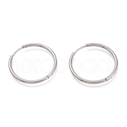 Tarnish Resistant 304 Stainless Steel Needle with 201 Stainless Steel Ring Huggie Hoop Earrings EJEW-L256-02B-P-1