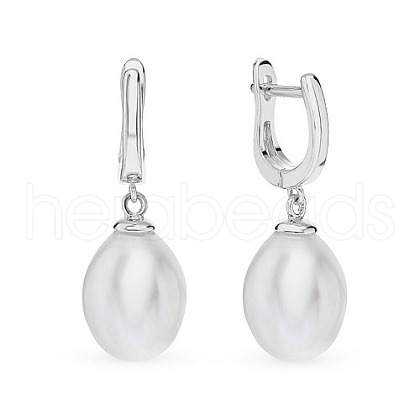 Anti-Tarnish Rhodium Plated 925 Sterling Silver Hoop Earrings BZ6493-1
