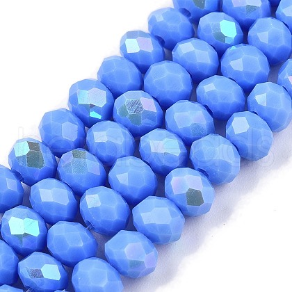 Electroplate Opaque Solid Color Glass Beads Strands X-EGLA-A044-P6mm-L17-1