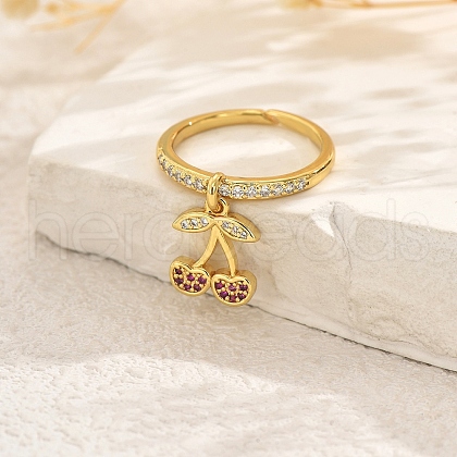 Brass Micro Pave Cubic Zirconia Pendant Finger Rings for Women OA1254-1-1