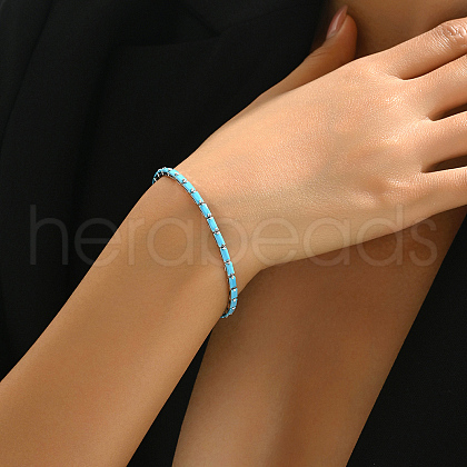 Elegant Brass Cubic Zirconia Chain Bracelets for Women's Daily Wear DT7615-3-1