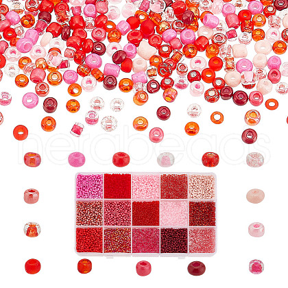 ARRICRAFT 180G 15 Style Glass Seed Beads SEED-AR0001-16-1