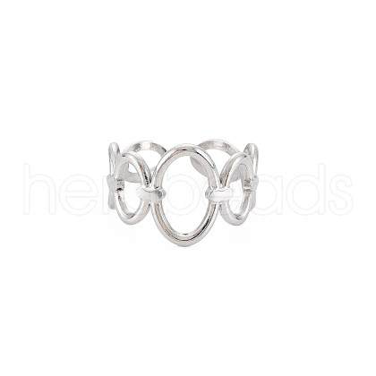 Non-Tarnish 304 Stainless Steel Open Oval Wrap Cuff Ring for Women RJEW-S405-187P-1