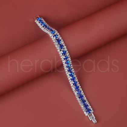 Square Alloy Rhinestone Cup Chain Bracelets for Women WG1D83C-07-1