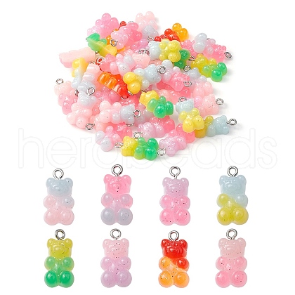 40Pcs 8 Colors Gradient Color Opaque Resin Pendants RESI-YW0001-07-1