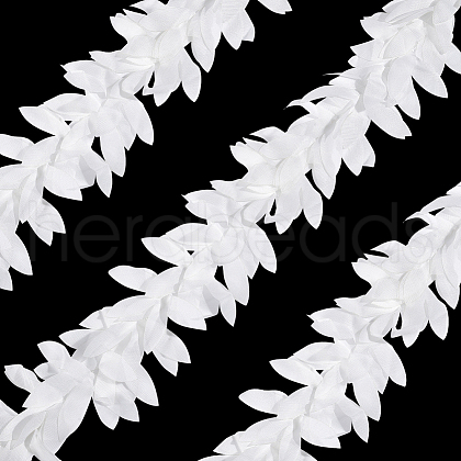 AHADERMAKER 5 Yards Polyester Chiffon Leaf Lace Ribbon DIY-GA0007-32C-1