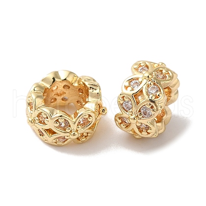 Long-Lasting Plated Brass Micro Pave Clear Cubic Zirconia Beads KK-K381-18A-G02-1