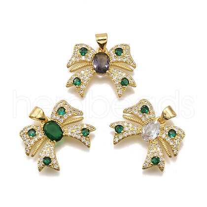 Brass Micro Pave Cubic Zirconia Pendants KK-K401-19G-1