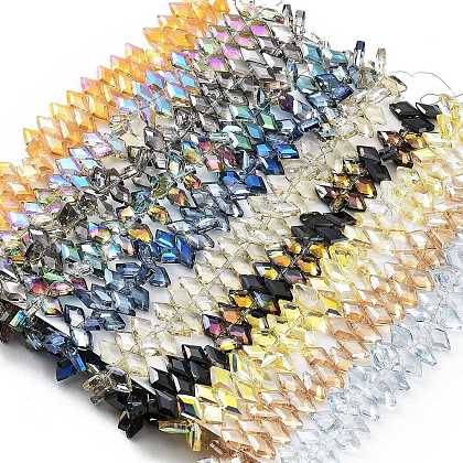 Electroplate Rhombus Glass Beads Strands EGLA-A036-12A-M-1