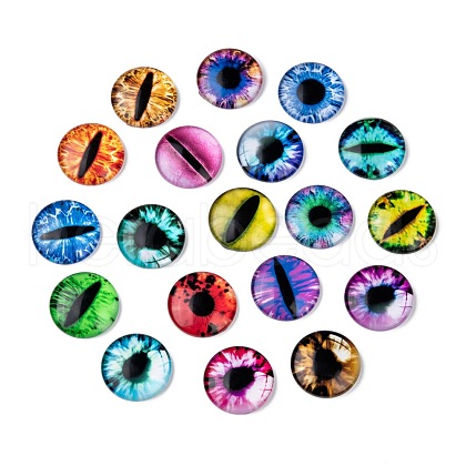Dragon Eye Half Round/Dome Printed Glass Cabochons GGLA-A002-35mm-AB-1