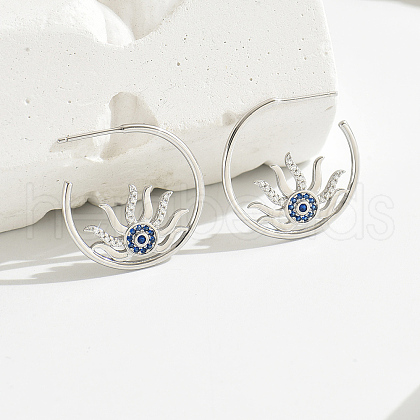 S925 Sterling Silver Evil Eye Stud Earrings SI9044-2-1