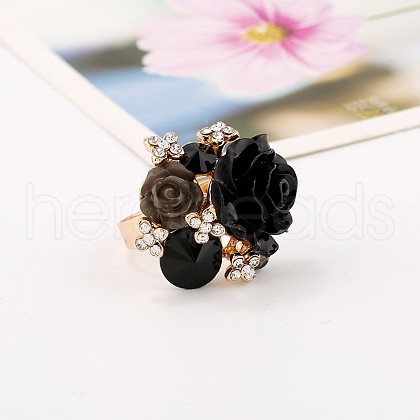 Resin Rose Finger Rings HP1514-1-1