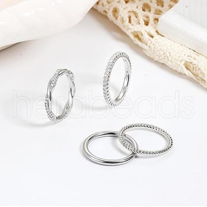 4Pcs Twist Zinc Alloy Crystal Rhinestone Finger Rings Sets FS-WGAC0FD-06-1