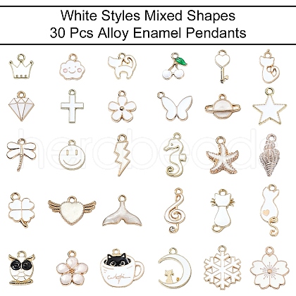 30Pcs 30 Styles Alloy Enamel Charms ENAM-YW0004-06-1