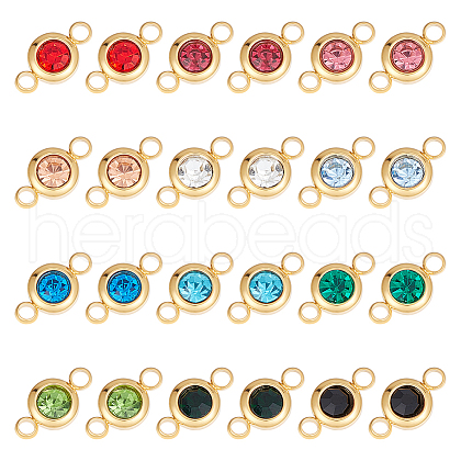 Unicraftale 24Pcs 12 Colors 304 Stainless Steel Rhinestone Connector Charms STAS-UN0041-20-1