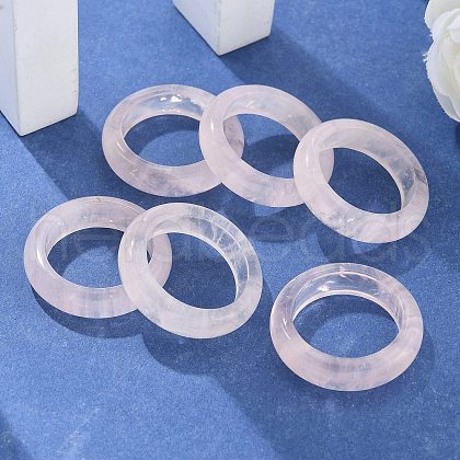 Natural Rose Quartz Plain Band Rings PW-WG25917-06-1