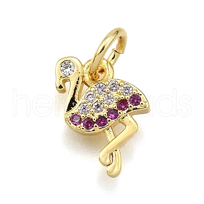 Rack Plating Brass Micro Pave Cubic Zirconia Pendants KK-K401-69G-1