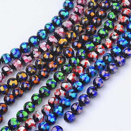 Handmade Silver Foil Glass Beads FOIL-T002-M-1