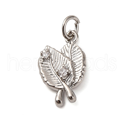 Brass Micro Pave Clear Cubic Zirconia Pendants KK-P308-81P-1