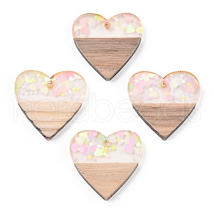 Transparent Resin & White Wood Pendants RESI-N039-34-1