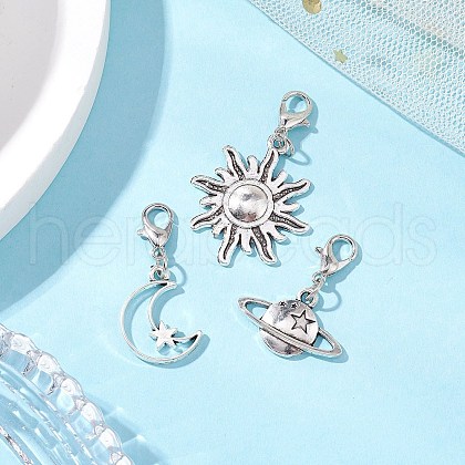 Tibetan Style Alloy Pendants with Iron Open Jump Rings and Zinc Alloy Lobster Claw Clasps Decorations HJEW-JM03038-1