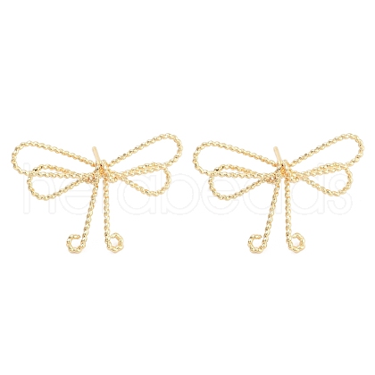 Twisted Bowknot Brass Stud Earrings for Women EJEW-S216-04A-G-1