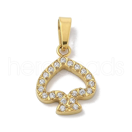 Ion Plating(IP) 304 Stainless Steel Micro Pave Cubic Zirconia Pendants STAS-Z107-04G-05-1