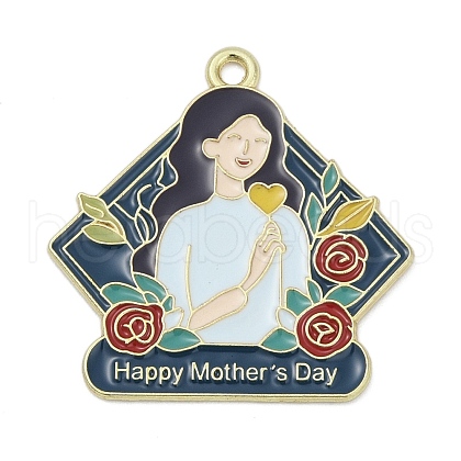 Mother's Day Alloy Enamel Pendants PALLOY-V001-02F-1