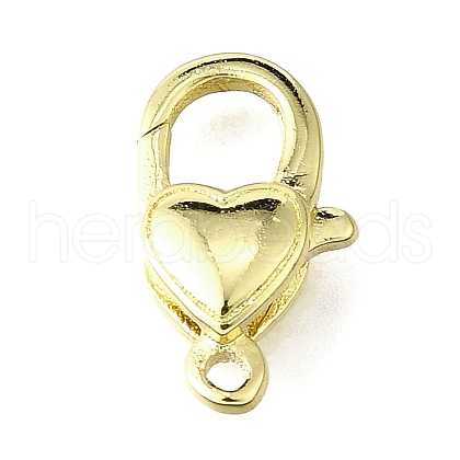 Heart Brass Lobster Claw Clasps KK-V007-20G-1