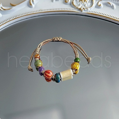 Porcelain Beads Braided Bead Bracelets for Women FS-WG0D046-07-1