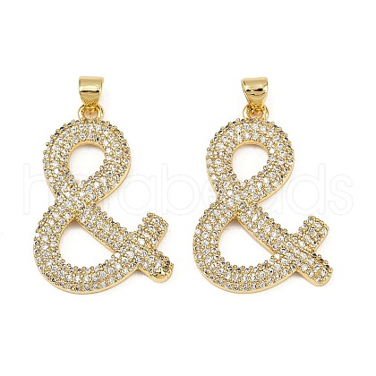 Brass Micro Pave Cubic Zirconia Pendants KK-S526-21G-C-1