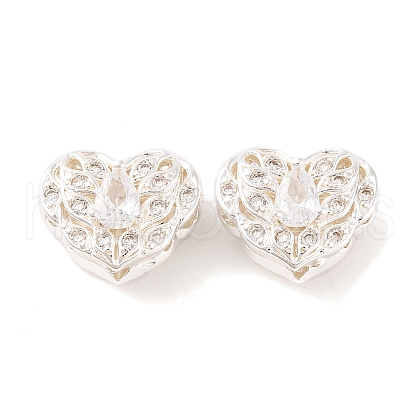 Brass Micro Pave Clear Cubic Zirconia Beads KK-S389-20S-1