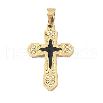 Ion Plating(IP) 304 Stainless Steel Enamel Rhinestone Pendants STAS-Q325-05I-G-1