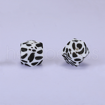Colorful Pattern Printed Silicone Beads SI-JX0022A-03-1