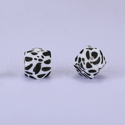 Colorful Pattern Printed Silicone Focal Beads SI-JX0022A-03-1