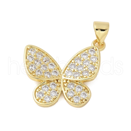 Brass Micro Pave Cubic Zirconia Pendants KK-P293-15G-1