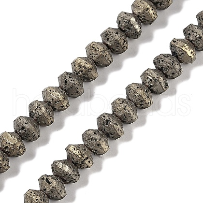 Electroplated Natural Lava Rock Beads Strands G-A234-F02-01H-1